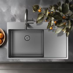 Pure.Sink Exclusivo RVS νεροχύτης με στραγγιστήρα 86x52 εκ. Tapwing αριστερά PEX5086LT-02