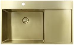 Pure.Sink Exclusivo Χρυσό νεροχύτη με αποστραγγιστικό 86x52 cm Βρύση αριστερά PEX5086LT-60