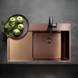 Pure.Sink Exclusivo Χάλκινος νεροχύτης με στραγγιστήρα 86x52 cm Tapwing αριστερά PEX5086LT-62