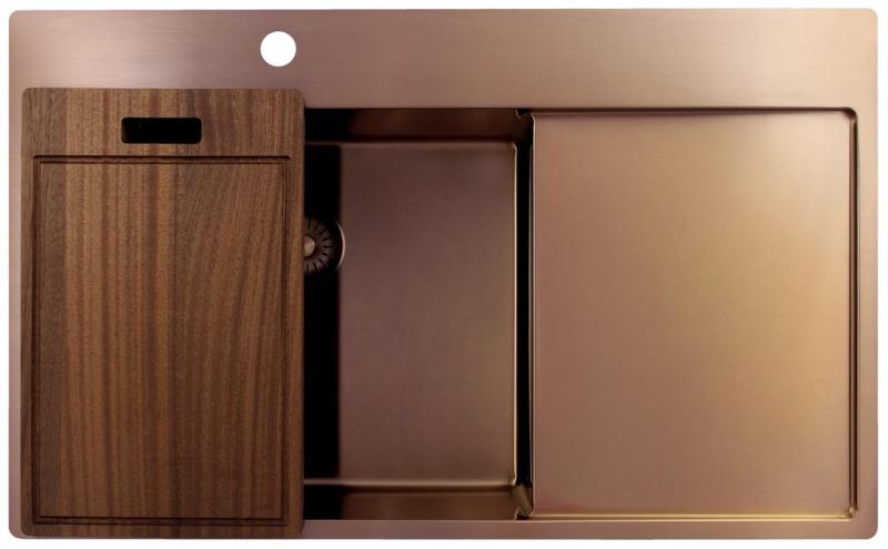 Pure.Sink Exclusivo Χάλκινος νεροχύτης με στραγγιστήρα 86x52 cm Tapwing αριστερά PEX5086LT-62