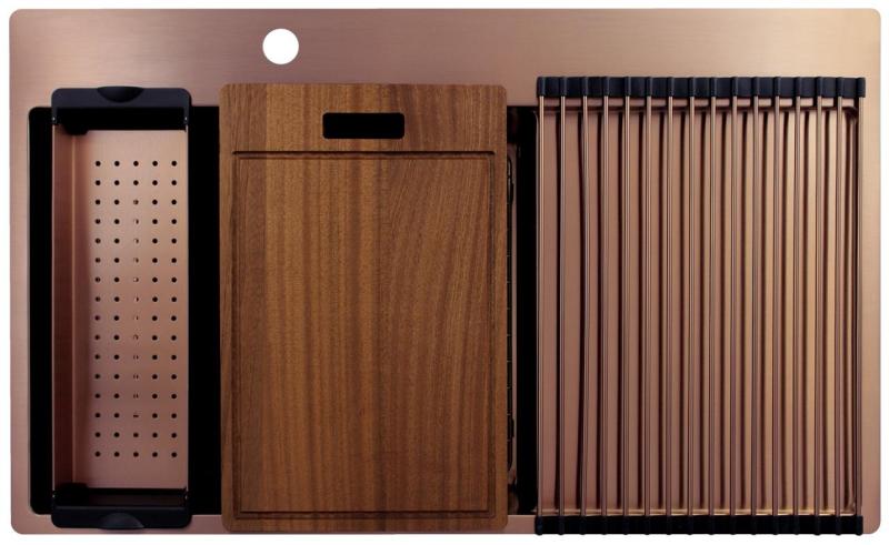 Pure.Sink Exclusivo Χάλκινος νεροχύτης με στραγγιστήρα 86x52 cm Tapwing αριστερά PEX5086LT-62