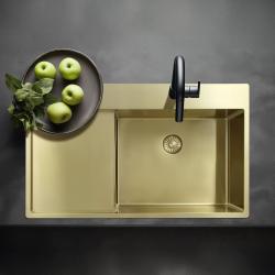 Pure.Sink Exclusivo Χρυσή νεροχύτη με στραγγιστήρα 86x52 εκ. Tapwing δεξιά PEX5086RT-60
