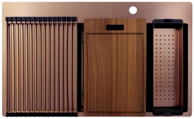 Pure.Sink Exclusivo Χάλκινος νεροχύτης με στραγγιστήρα 86x52 cm Tapwing δεξιά PEX5086RT-62