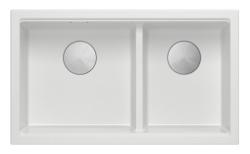 Quadri Newport II Διπλή Λευκή Γρανίτης Νεροχύτης Εντοιχιζόμενος 702 x 390 mm με Ανοξείδωτο Πρίζα 1208971383