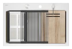 Quadri Hard Rock Διπλό Λευκό Γρανίτης Επιφάνειας Νεροχύτης 76x50 εκ. με ανοξείδωτο βύσμα και αξεσουάρ 1208971398