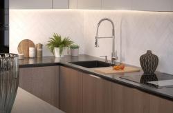 Quadri Redwick βρύση κουζίνας από ανοξείδωτο χάλυβα με ημι-ευέλικτο ρουξούνι και ντους με 2 τύπους ροής νερού συν λειτουργία διακοπής νερού 1208971411