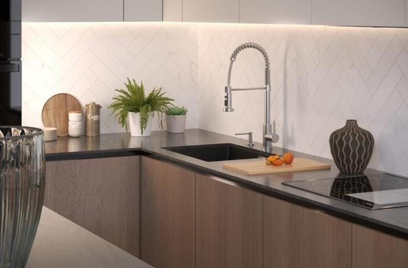 Quadri Redwick βρύση κουζίνας από ανοξείδωτο χάλυβα με ημι-ευέλικτο ρουξούνι και ντους με 2 τύπους ροής νερού συν λειτουργία διακοπής νερού 1208971411