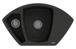 Graniteland Monte Γρανιτένιος μαύρος Γωνιακός νεροχύτης επιφάνειας 901x538mm με Πρίζα από Ανοξείδωτο Χάλυβα 1208971413