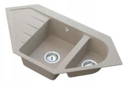 Graniteland Amiata Γρανίτης μπεζ Γωνιακός νεροχύτης επιφάνειας 965x496mm με ανοξείδωτο βύσμα 1208971417