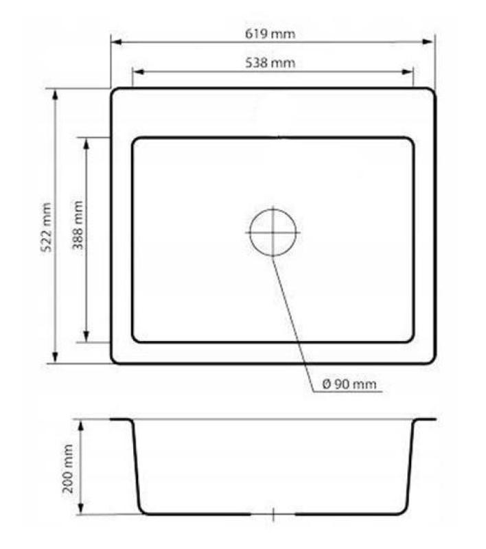 Graniteland Vastone Γρανίτης Νεροχύτης 619x522 mm Αρδουίνος εμφάνιση πέτρας Επιφάνεια με τρύπα για βρύση και Πρίζα από ανοξείδωτο χάλυβα 1208971442