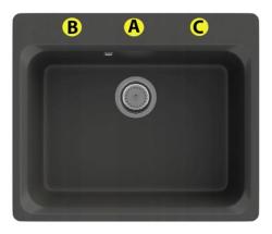 Graniteland Vastone Γρανίτης Νεροχύτης 619x522 mm Μαύρος Επιφάνειας με Τρύπα για Βρύση και Πρίζα από Ανοξείδωτο Χάλυβα 1208971443