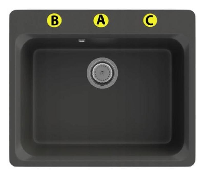 Graniteland Vastone Γρανίτης Νεροχύτης 619x522 mm Μαύρος Επιφάνειας με Τρύπα για Βρύση και Πρίζα από Ανοξείδωτο Χάλυβα 1208971443