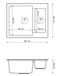 Graniteland Adda Γρανίτης Λευκός 1.5 Νεροχύτης Επιφάνειας 600x495mm 1208971455