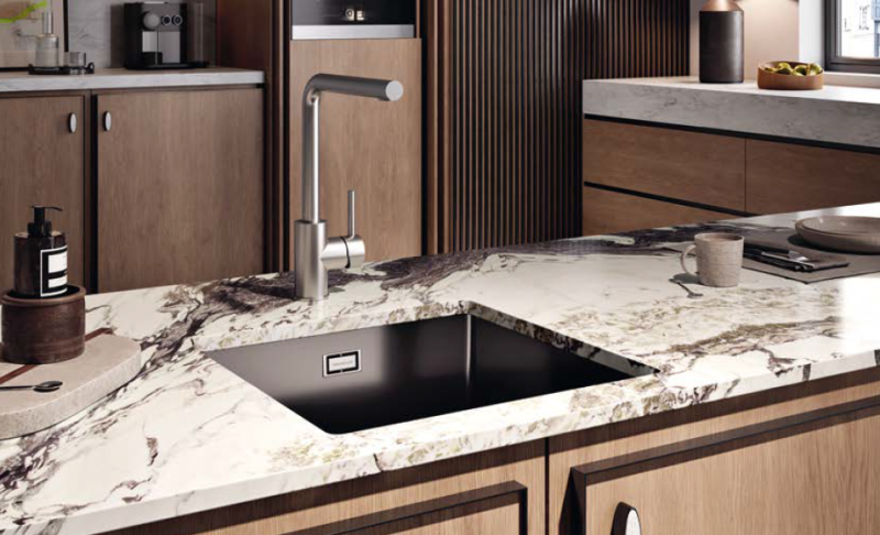 Ausmann Ceramic Ember Κεραμική Μαύρη Τετράγωνη Νεροχύτης Επίπεδης και Υποδομής 40 x 40 cm με Μαύρο Βύσμα 1208971489