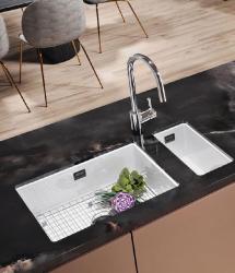 Ausmann Ceramic Ember Κεραμικό Λευκό Ημι-Νεροχύτη Επιφανειακή και Υποδομή 174 x 400 mm με Gun metal plug 1208971503