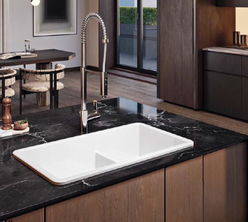 Ausmann Ceramic Ember Κεραμικός Λευκός Νιπτήρας Επιφάνειας και Υποκατασκευής 733 x 401 mm με μεταλλικές βύσματα Gun metal 1208971520