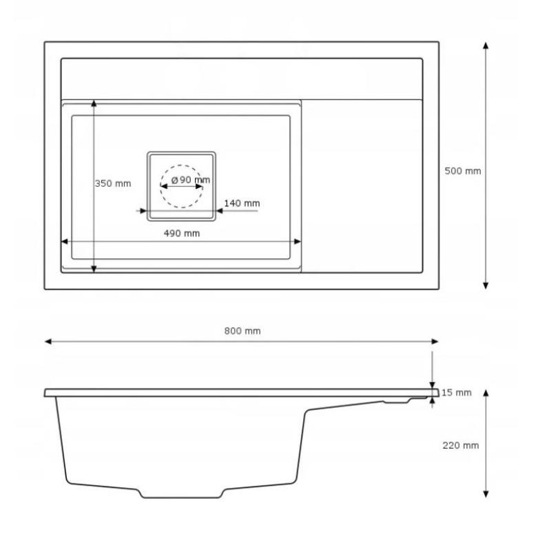 Graniteland Seta Γρανίτης μαύρος αρδουίνος Σκληρό πέτρωμα Επιφάνεια νεροχύτη 80x50 εκ 1208971619