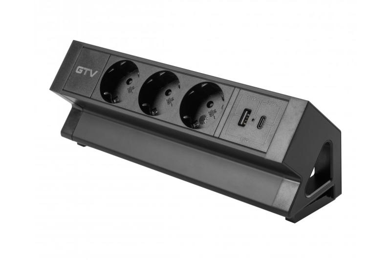 Πολύπριζο επίπλου BASCO, 3xSHUKO, USB A+C, καλώδιο 1.5 μ, μαύρο