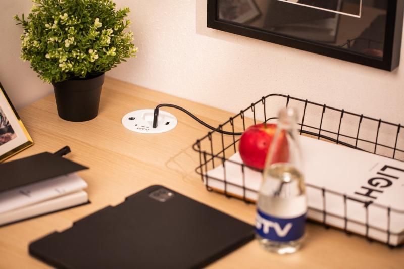 Πρίζα επίπλων RONDO, 1xSHUKO, 1xUSB-A, 2xUSB-C, HDMI, καλώδιο RJ45 1.5 μ, λευκό