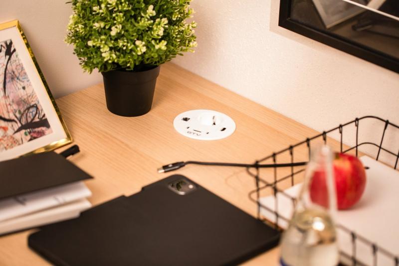 Πρίζα επίπλων RONDO, 1xSHUKO, 1xUSB-A, 2xUSB-C, HDMI, καλώδιο RJ45 1.5 μ, λευκό