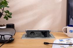 Πρίζα επίπλων MULTISOFT, 2xSHUKO, USB A+C, RJ45, καλώδιο 1,5 m, αλουμίνιο