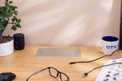 Πρίζα επίπλων MULTISOFT, 2xSHUKO, USB A+C, RJ45, καλώδιο 1,5 m, αλουμίνιο