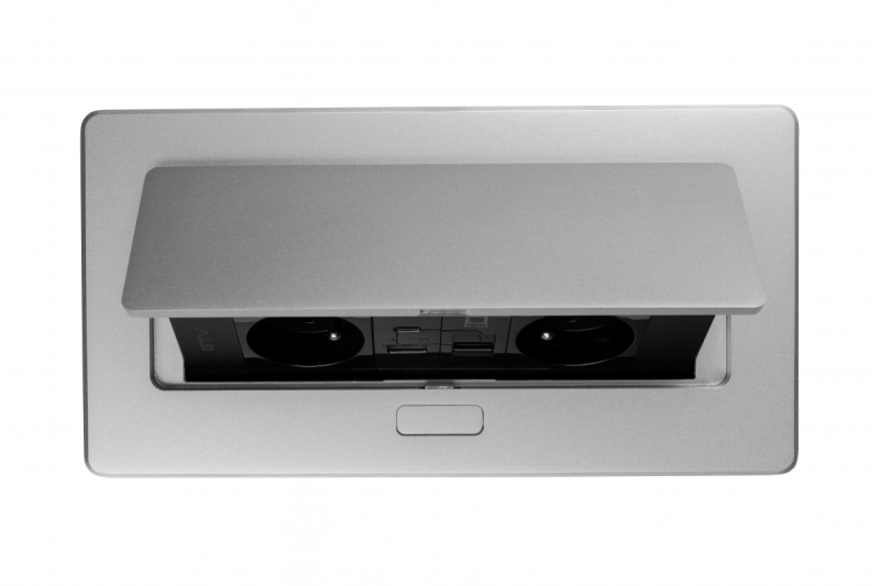 MULTISOFT Πρίζα Επίπλων 2x Πρίζα με Γείωση, USB A+C, RJ45, Καλώδιο Ρεύματος με Βύσμα, Αλουμίνιο