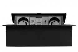 Πολύπριζο επίπλων MULTISOFT 2x Υποδοχή με Γείωση, USB A+C, RJ45, HDMI, Καλώδιο Ρεύματος με Φις, Μαύρο