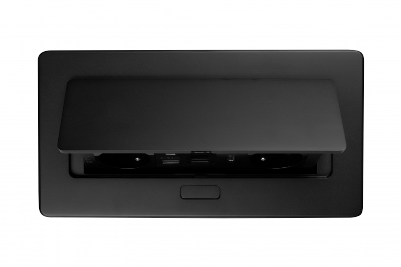 Πολύπριζο επίπλων MULTISOFT 2x Υποδοχή με Γείωση, USB A+C, RJ45, HDMI, Καλώδιο Ρεύματος με Φις, Μαύρο