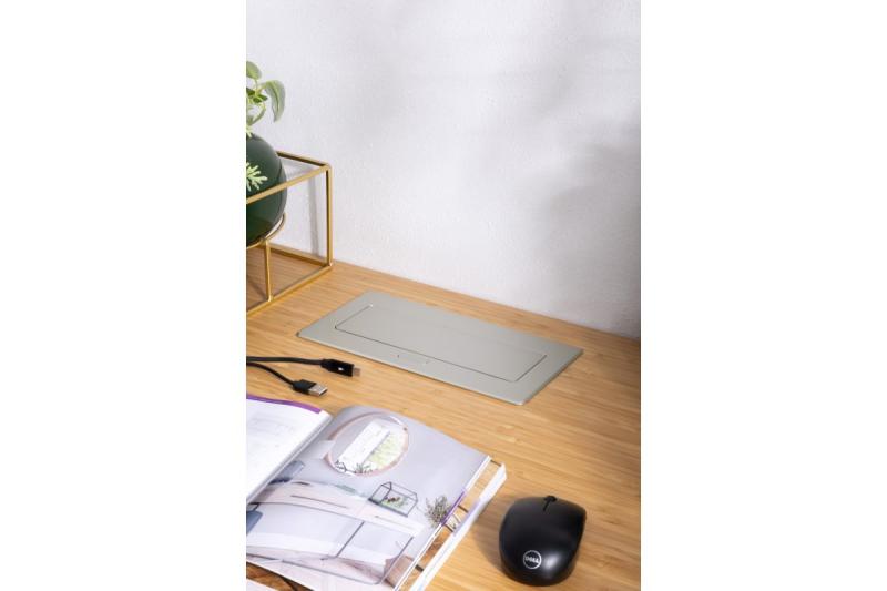 Πολυπρίζα MULTISOFT επίπλων 2x Πρίζα με γείωση, USB A+C, RJ45, HDMI, Καλώδιο ρεύματος με βύσμα, Αλουμίνιο