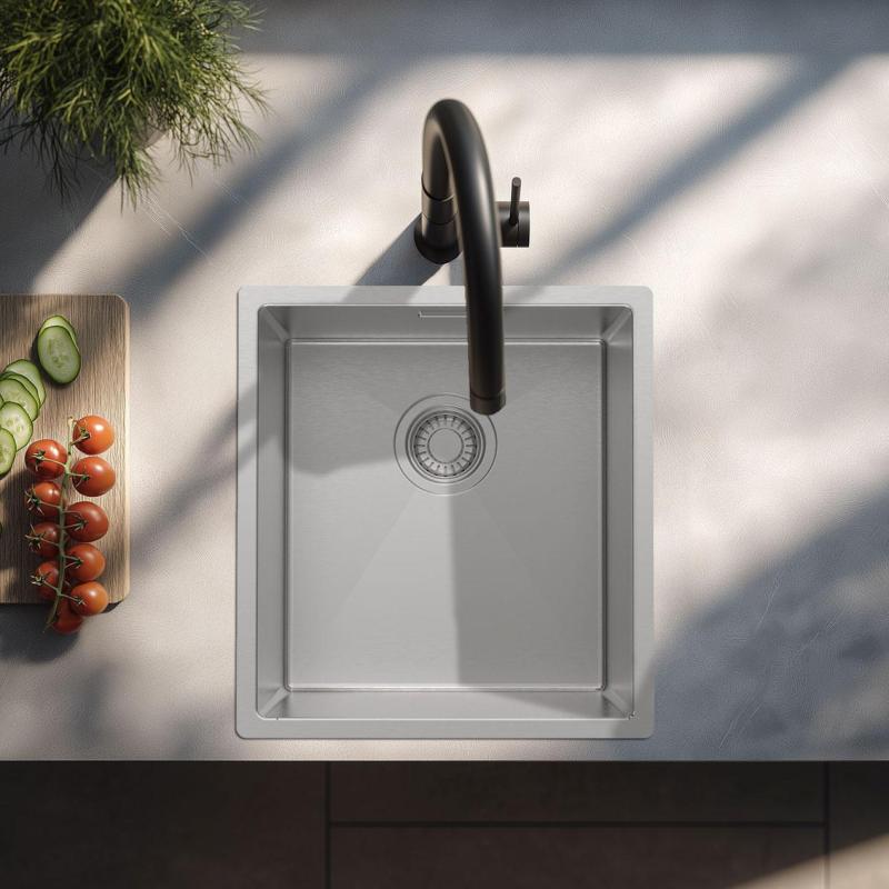 Pure.Sink Luxion Ανοξείδωτο νεροχύτη 36x40 cm για εγκατάσταση κάτω από πάγκο, επίπεδη εγκατάσταση και επιφανειακή εγκατάσταση  PLX3640-02