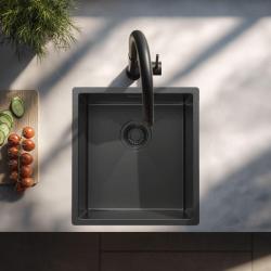 Pure.Sink Luxion PVD Μαύρο νεροχύτη 36x40 cm υποστρώματος, επίπεδης εγκατάστασης και επιφανείας PLX3640-63