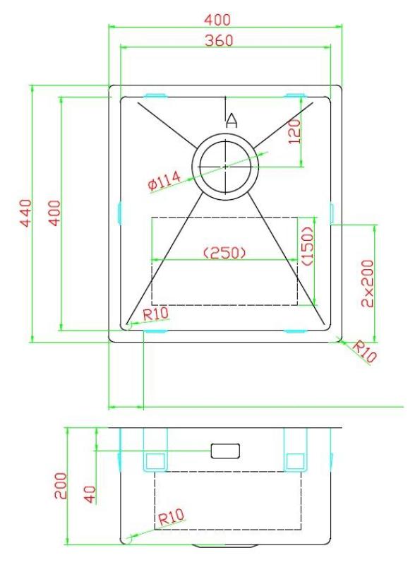 Pure.Sink Luxion Χάλκινο νεροχύτη 36x40 cm υποστύλωμα, επίπεδη εγκατάσταση και επιφανειακή εγκατάσταση PLX3640-62