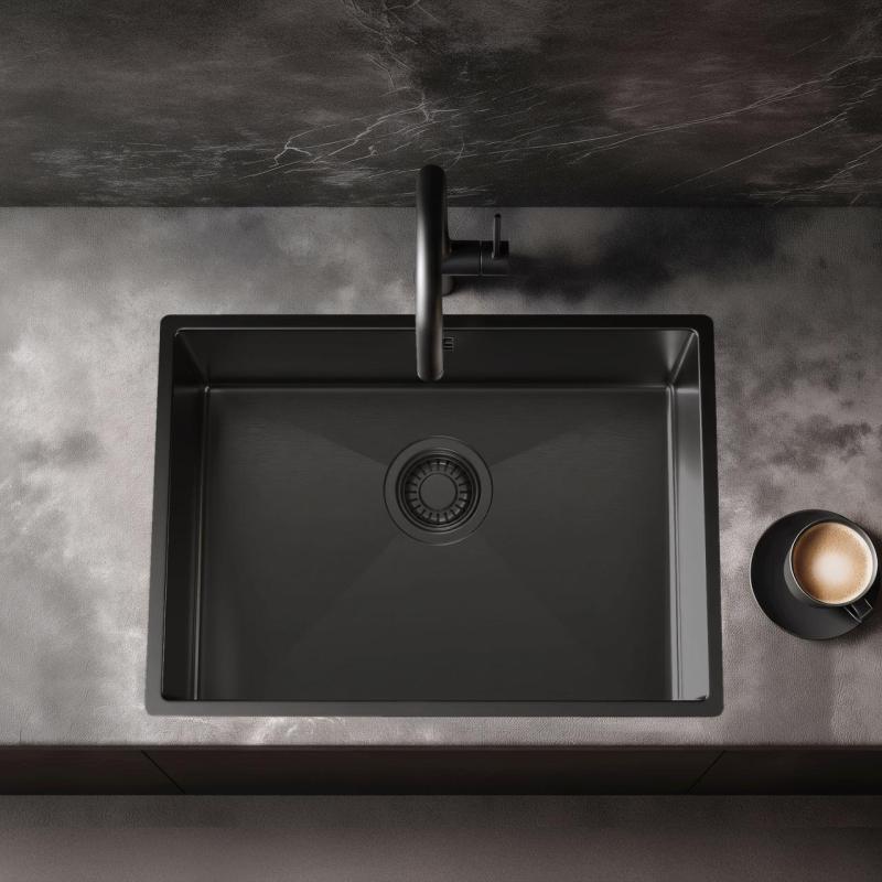 Pure.Sink Luxion PVD Μαύρο νεροχύτη 50x40 cm υποστρώματος, επίπεδης εγκατάστασης και επιφανείας PLX5040-63
