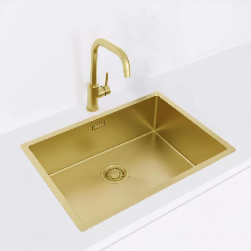 Pure.Sink Luxion Χρυσό νεροχύτη 55x40 cm για εγκατάσταση κάτω από πάγκο, επίπεδη εγκατάσταση και επιφανειακή εγκατάσταση PLX5540-60