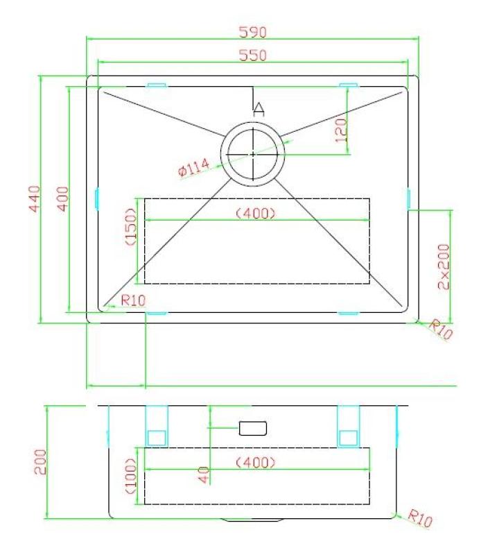 Pure.Sink Luxion Χάλκινο νεροχύτη 55x40 cm για υποστύλωμα, επίπεδη εγκατάσταση και επιφανειακή εγκατάσταση PLX5540-62