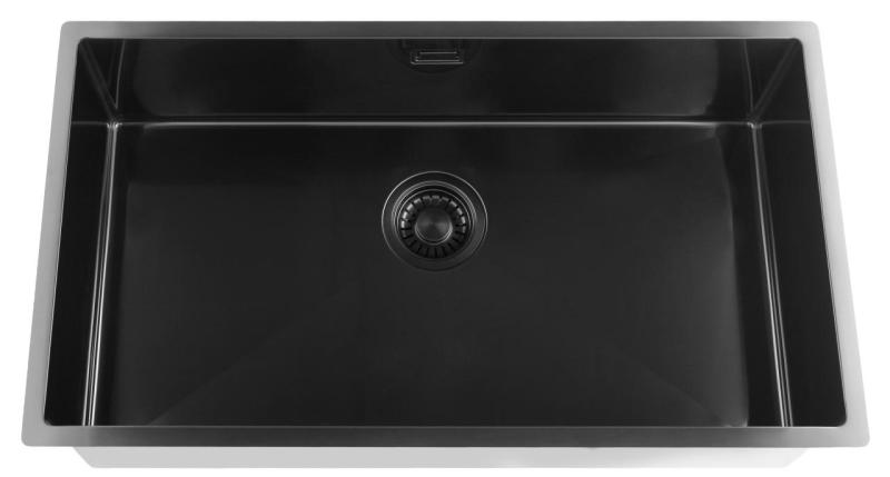 Pure.Sink Luxion Μεγάλο μαύρο νεροχύτη PVD 74x40 cm για εγκατάσταση κάτω από πάγκο, επίπεδη εγκατάσταση και επιφανειακή εγκατάσταση PLX7440-63