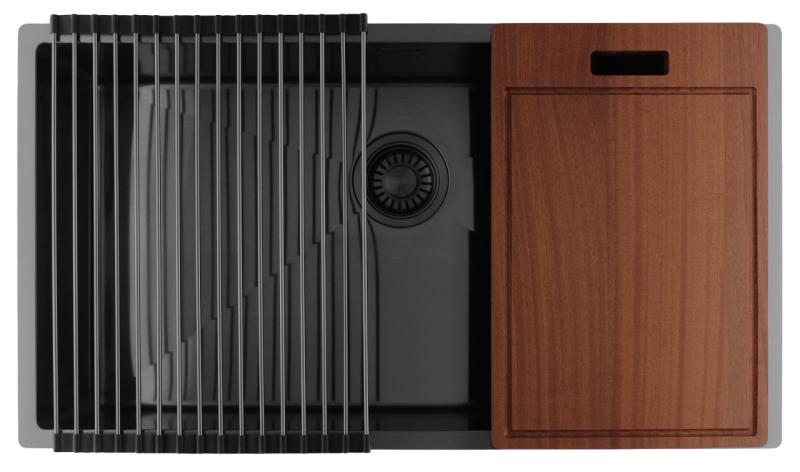 Pure.Sink Luxion Μεγάλο νεροχύτη Gun metal 74x40 cm για υποστύλωση, επίπεδη εγκατάσταση και επιφανειακή εγκατάσταση PLX7440-61