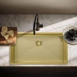 Pure.Sink Luxion Μεγάλο χρυσό νεροχύτη 74x40 cm για εγκατάσταση κάτω από πάγκο, επίπεδη εγκατάσταση και επιφανειακή εγκατάσταση PLX7440-60