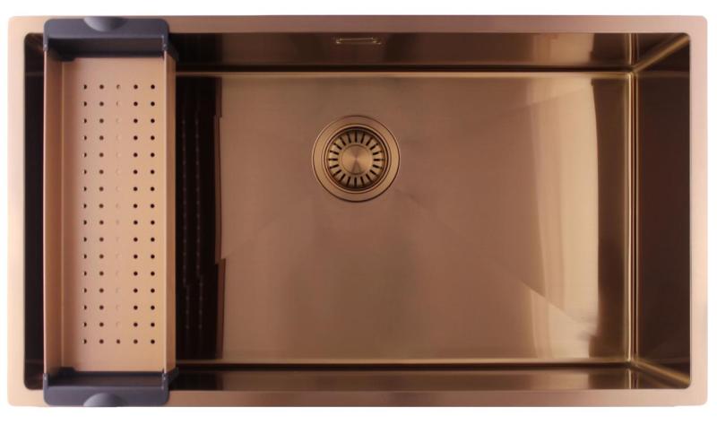 Pure.Sink Luxion Μεγάλο χάλκινο νεροχύτη 74x40 cm για εγκατάσταση κάτω από πάγκο, επίπεδη εγκατάσταση και επιφανειακή εγκατάσταση PLX7440-62