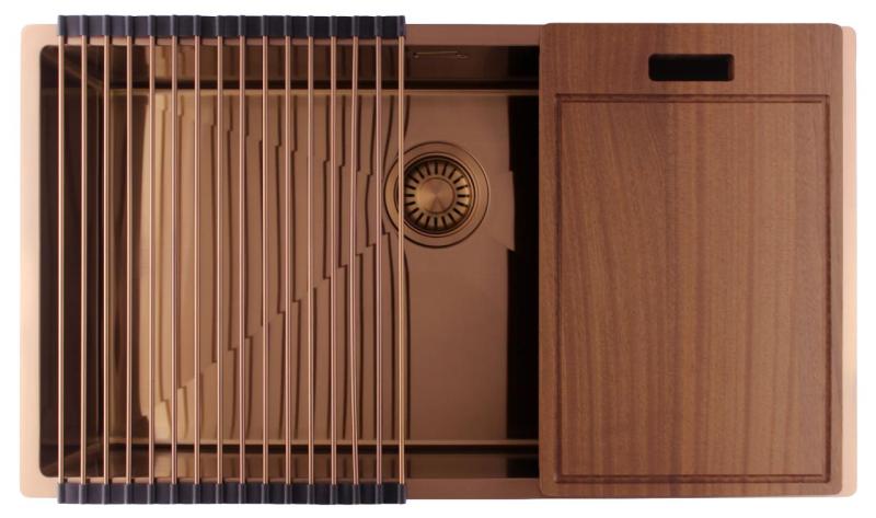 Pure.Sink Luxion Μεγάλο χάλκινο νεροχύτη 74x40 cm για εγκατάσταση κάτω από πάγκο, επίπεδη εγκατάσταση και επιφανειακή εγκατάσταση PLX7440-62