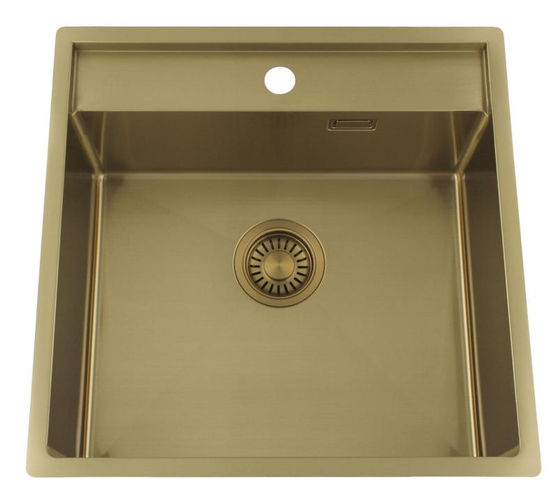 Pure.Sink Luxion Χρυσό νεροχύτη 51x50 cm Tapwing με οπή για βρύση PLX5150T-60
