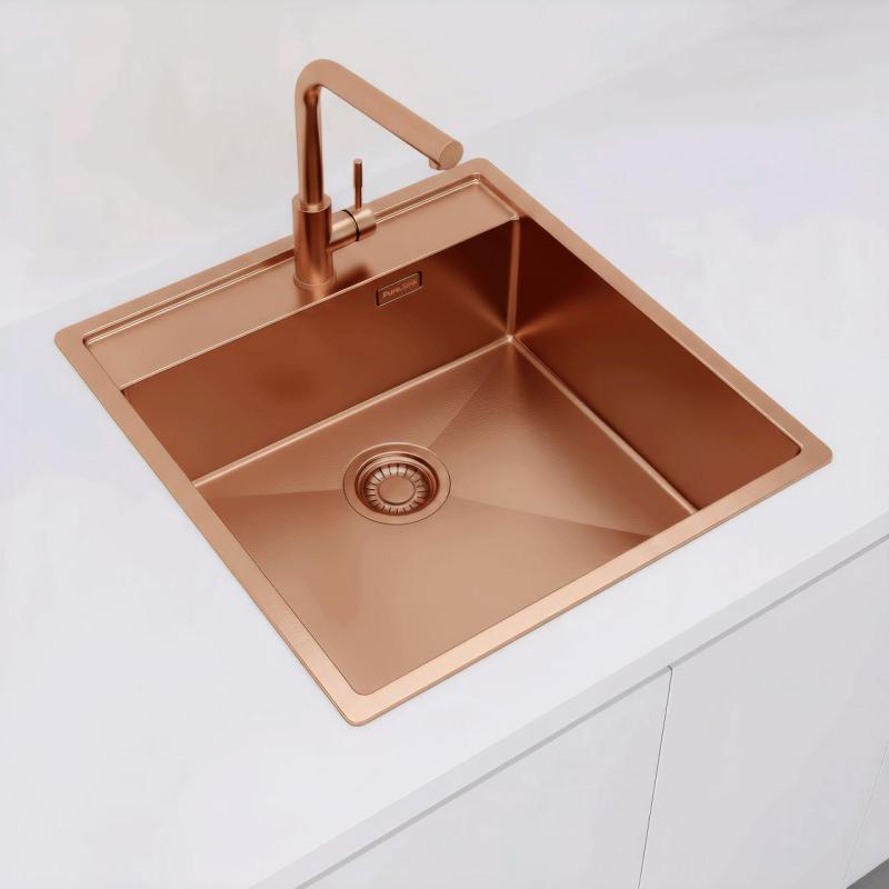 Pure.Sink Luxion Χάλκινο νεροχύτη 51x50 cm Tapwing με οπή για βρύση PLX5150T-62