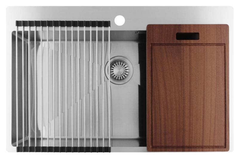 Pure.Sink Luxion Μεγάλο νεροχύτη από ανοξείδωτο χάλυβα 78x50 cm Tapwing με βάση για βρύση PLX7850T-02