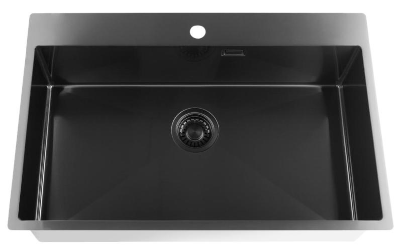 Pure.Sink Luxion PVD Μεγάλο μαύρο νεροχύτη 78x50 cm Tapwing με οπή για βρύση PLX7850T-63