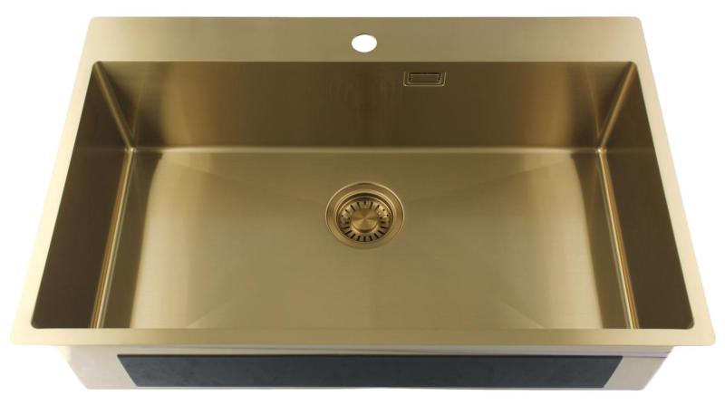 Pure.Sink Luxion Μεγάλο χρυσό νεροχύτη 78x50 cm Tapwing με οπή για βρύση PLX7850T-60