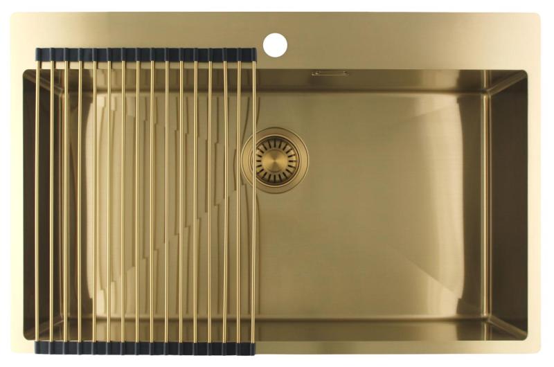 Pure.Sink Luxion Μεγάλο χρυσό νεροχύτη 78x50 cm Tapwing με οπή για βρύση PLX7850T-60