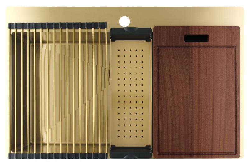 Pure.Sink Luxion Μεγάλο χρυσό νεροχύτη 78x50 cm Tapwing με οπή για βρύση PLX7850T-60