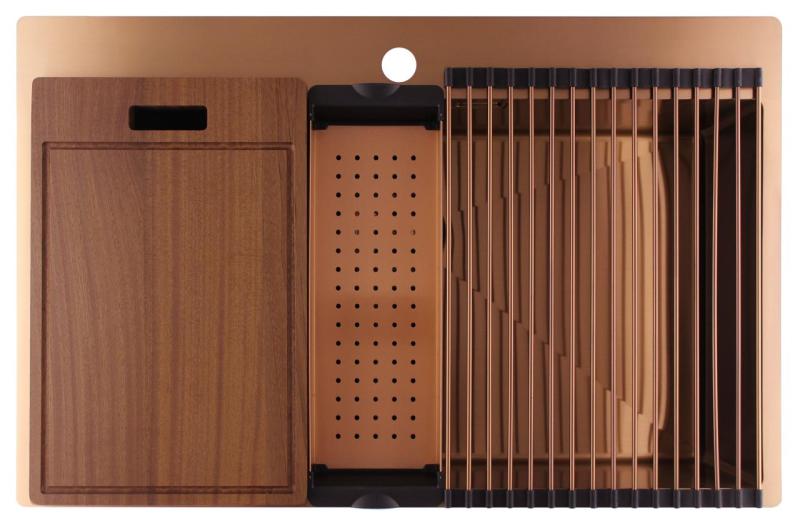 Pure.Sink Luxion Μεγάλο χάλκινο νεροχύτη 78x50 cm Tapwing με βάση για βρύση PLX7850T-62