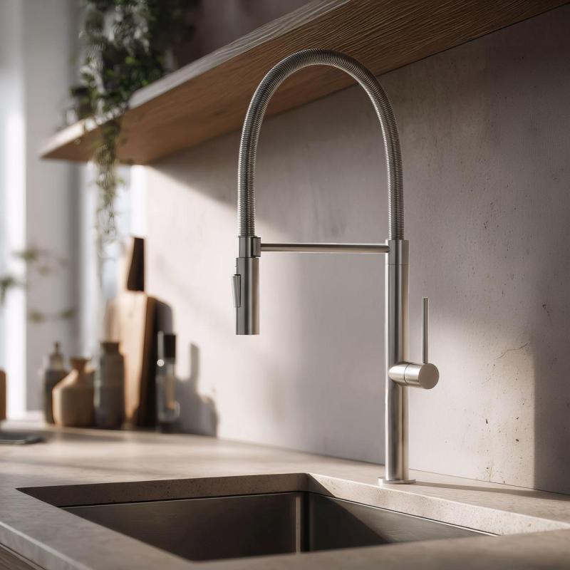 Pure.Sink Luxion Μασίφ ανοξείδωτη βρύση κουζίνας profi με εύκαμπτο στόμιο και 2 τύπους ροής PLXFLEX-02